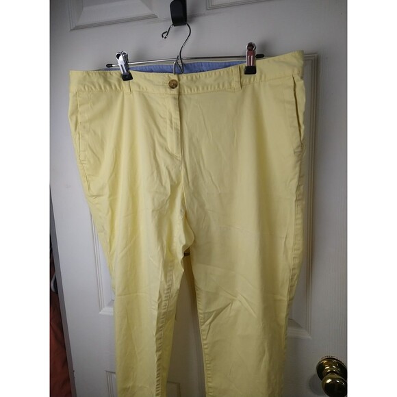 Talbots Woman 14W Pants Weekend Chino Yellow Straight Casual Vacation Travel... - Picture 2 of 11